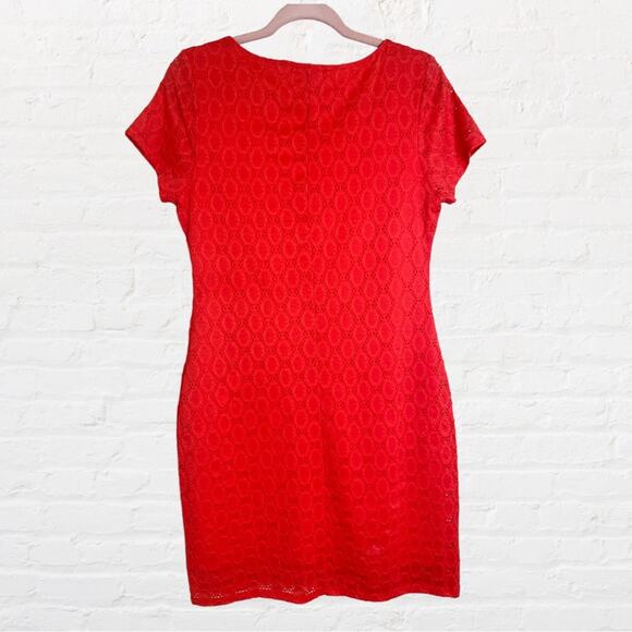 Isaac Mizrahi salmon eyelet bodycon dress - Picture 2 of 4